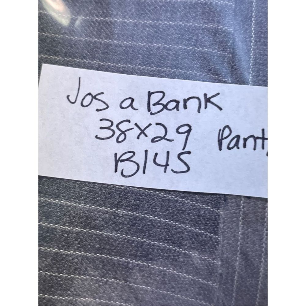 Jos A Bank Dress Pants Wool Men Size 38d29 Gray White Pinstriped Cuffed Pleated - Picture 10 of 10